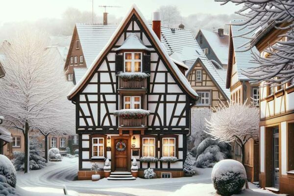 Weihnachten und Winter in einer mittelgroßen Kleinstadt