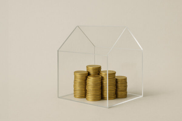 EIn Haus aus Glas, symbolisch als eine Art Sparschwein zum Thema Immobilienfinanzierung